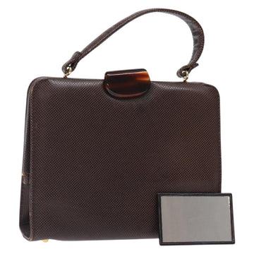 BOTTEGA VENETA Hand Bag Leather Brown Gold Auth 131734