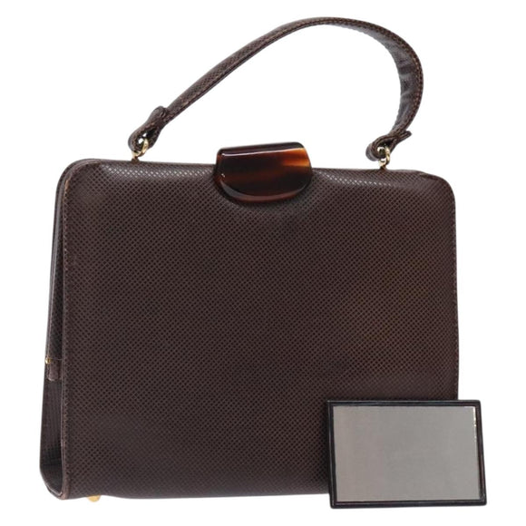 BOTTEGA VENETA Hand Bag Leather Brown Gold Auth 131734