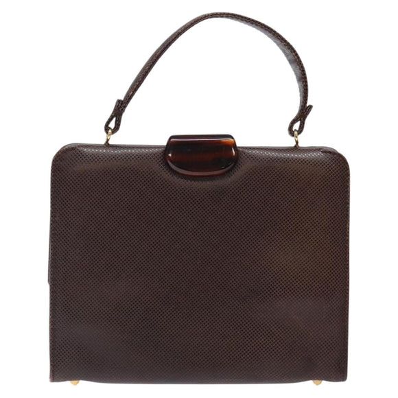 BOTTEGA VENETA Hand Bag Leather Brown Gold Auth 131734