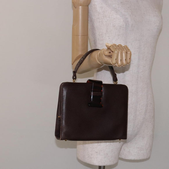 BOTTEGA VENETA Hand Bag Leather Brown Gold Auth 131734