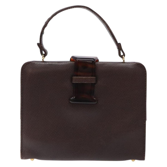 BOTTEGA VENETA Hand Bag Leather Brown Gold Auth 131734