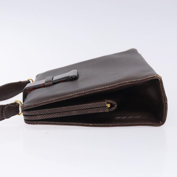 BOTTEGA VENETA Hand Bag Leather Brown Gold Auth 131734