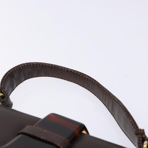 BOTTEGA VENETA Hand Bag Leather Brown Gold Auth 131734