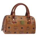 MCM Logogram Vicetos Hand Bag PVC Leather Brown Gold Auth 131735-1