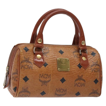 MCM Logogram Vicetos Hand Bag PVC Leather Brown Gold Auth 131735