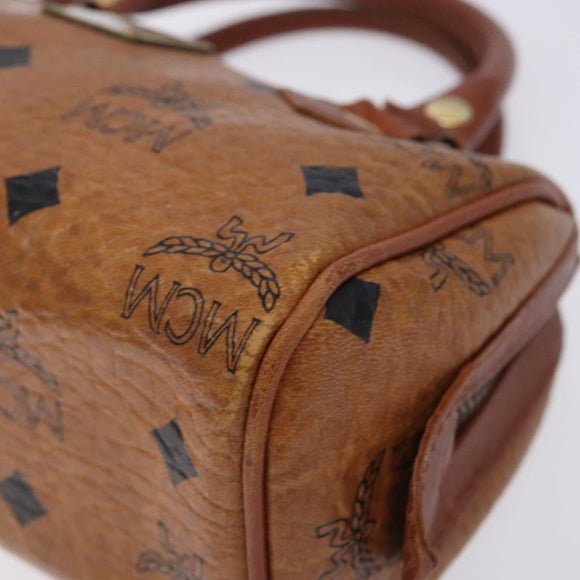 MCM Logogram Vicetos Hand Bag PVC Leather Brown Gold Auth 131735