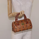 MCM Logogram Vicetos Hand Bag PVC Leather Brown Gold Auth 131735-20