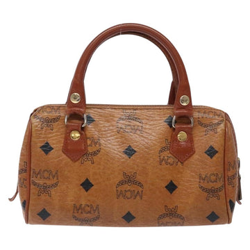 MCM Logogram Vicetos Hand Bag PVC Leather Brown Gold Auth 131735 - 0