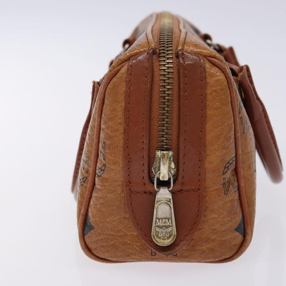 MCM Logogram Vicetos Hand Bag PVC Leather Brown Gold Auth 131735