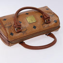 MCM Logogram Vicetos Hand Bag PVC Leather Brown Gold Auth 131735-6