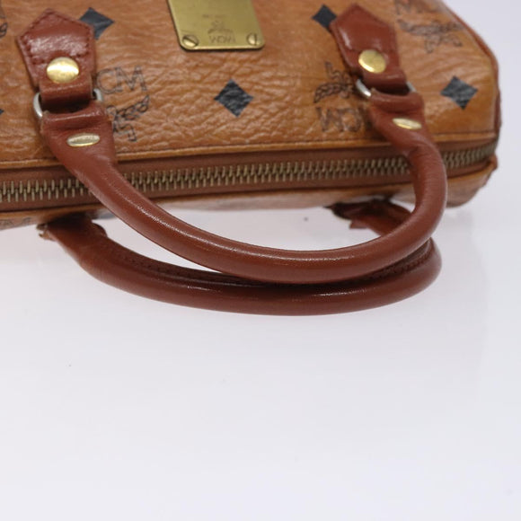MCM Logogram Vicetos Hand Bag PVC Leather Brown Gold Auth 131735