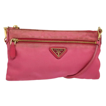 PRADA Shoulder Bag Nylon Pink Gold Auth 131736