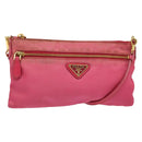 PRADA Shoulder Bag Nylon Pink Gold Auth 131736-1