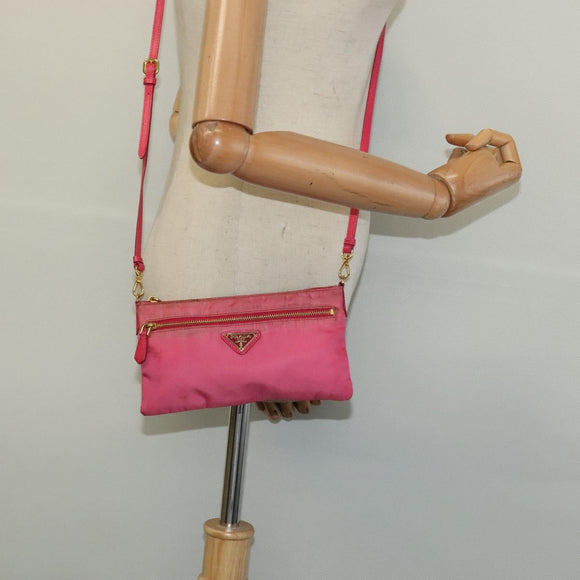 PRADA Shoulder Bag Nylon Pink Gold Auth 131736