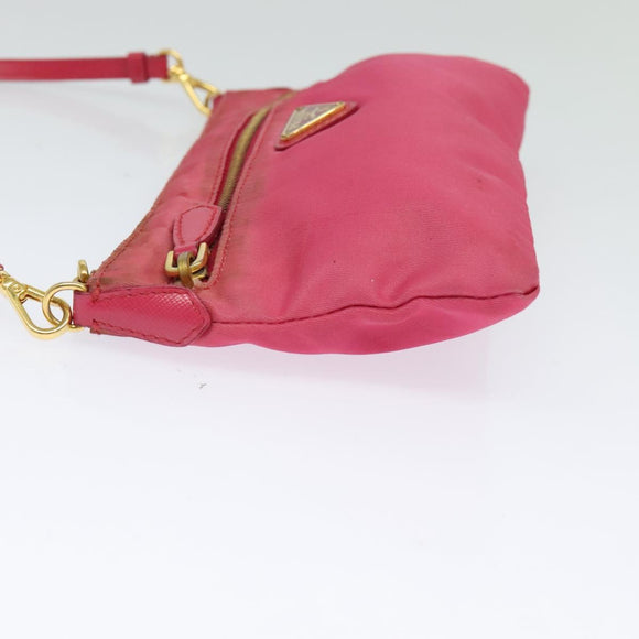 PRADA Shoulder Bag Nylon Pink Gold Auth 131736