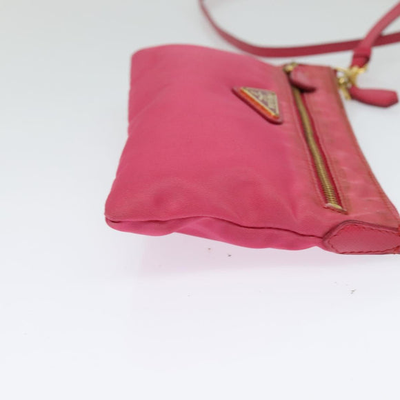 PRADA Shoulder Bag Nylon Pink Gold Auth 131736
