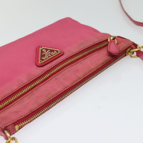 PRADA Shoulder Bag Nylon Pink Gold Auth 131736