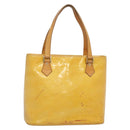 LOUIS VUITTON Monogram Vernis Houston Hand Bag Lime Yellow M91055 LV Auth 131741-1