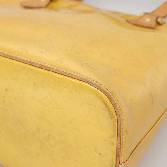 LOUIS VUITTON Monogram Vernis Houston Hand Bag Lime Yellow M91055 LV Auth 131741
