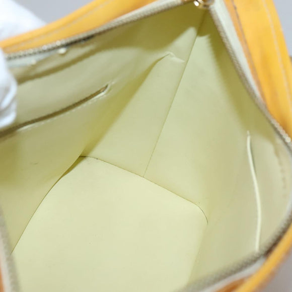 LOUIS VUITTON Monogram Vernis Houston Hand Bag Lime Yellow M91055 LV Auth 131741