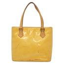 LOUIS VUITTON Monogram Vernis Houston Hand Bag Lime Yellow M91055 LV Auth 131741-13
