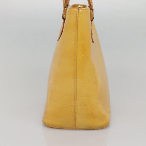 LOUIS VUITTON Monogram Vernis Houston Hand Bag Lime Yellow M91055 LV Auth 131741