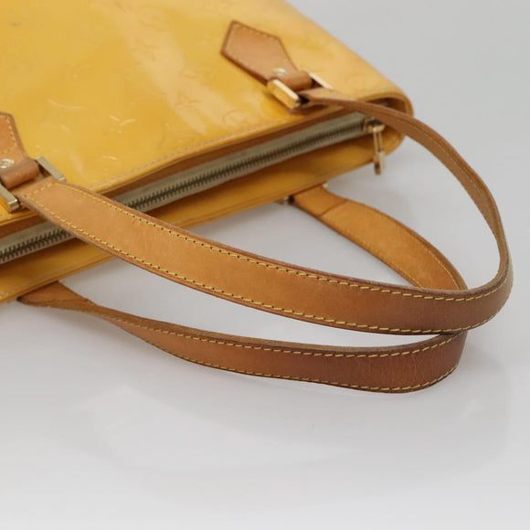 LOUIS VUITTON Monogram Vernis Houston Hand Bag Lime Yellow M91055 LV Auth 131741
