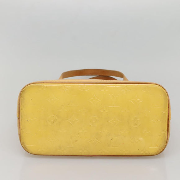 LOUIS VUITTON Monogram Vernis Houston Hand Bag Lime Yellow M91055 LV Auth 131741