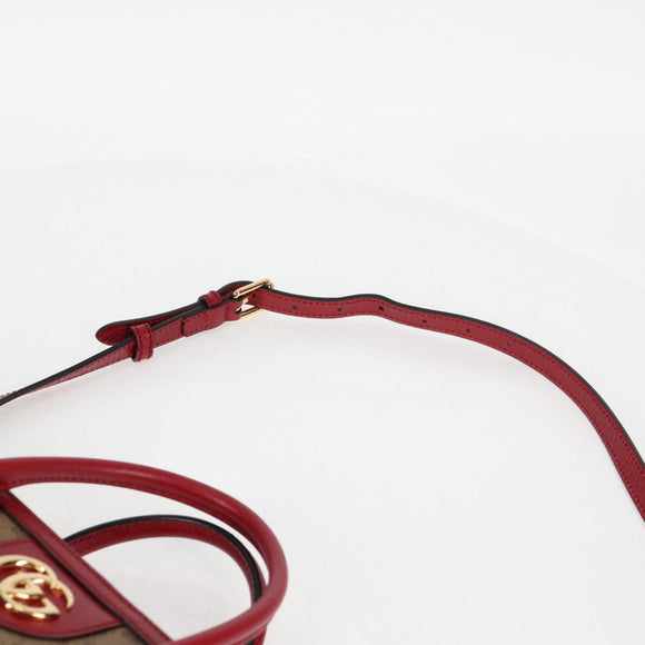 GUCCI Micro GG Supreme Doraemon Hand Bag PVC 2way Brown Gold 653952 Auth 131782A