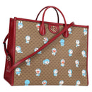 GUCCI Micro GG Supreme Doraemon Hand Bag PVC 2way Brown Gold 653952 Auth 131782A-1