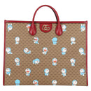 GUCCI Micro GG Supreme Doraemon Hand Bag PVC 2way Brown Gold 653952 Auth 131782A-2