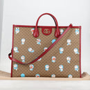 GUCCI Micro GG Supreme Doraemon Hand Bag PVC 2way Brown Gold 653952 Auth 131782A-12