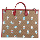 GUCCI Micro GG Supreme Doraemon Hand Bag PVC 2way Brown Gold 653952 Auth 131782SAM-2