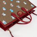 GUCCI Micro GG Supreme Doraemon Hand Bag PVC 2way Brown Gold 653952 Auth 131782A-6