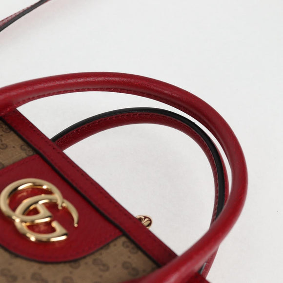 GUCCI Micro GG Supreme Doraemon Hand Bag PVC 2way Brown Gold 653952 Auth 131782A