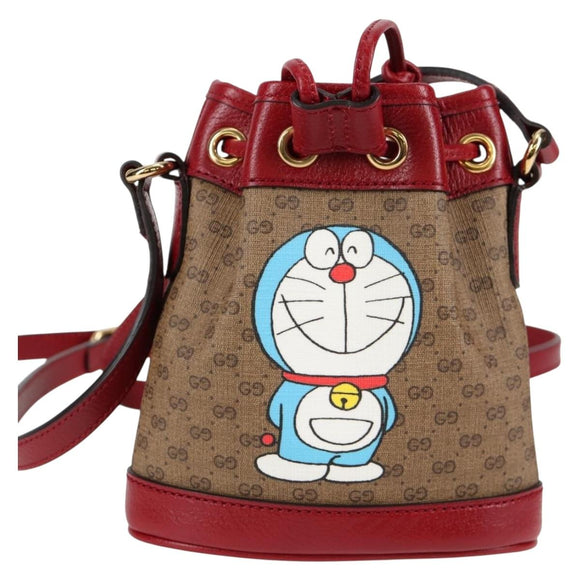 GUCCI Micro GG Supreme Doraemon Collaboration Bag PVC Beige 647801 Auth 131783M