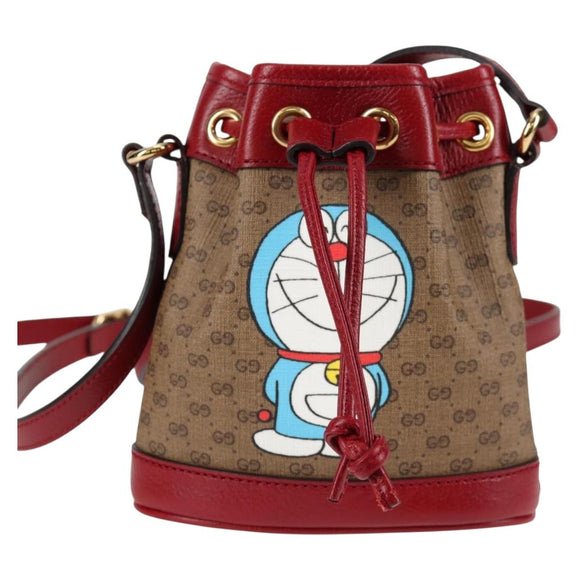 GUCCI Micro GG Supreme Doraemon Collaboration Bag PVC Beige 647801 Auth 131783SM