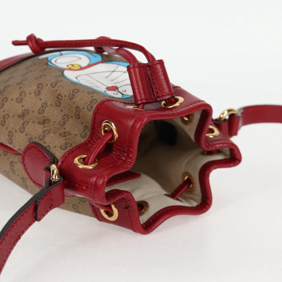 GUCCI Micro GG Supreme Doraemon Collaboration Bag PVC Beige 647801 Auth 131783M