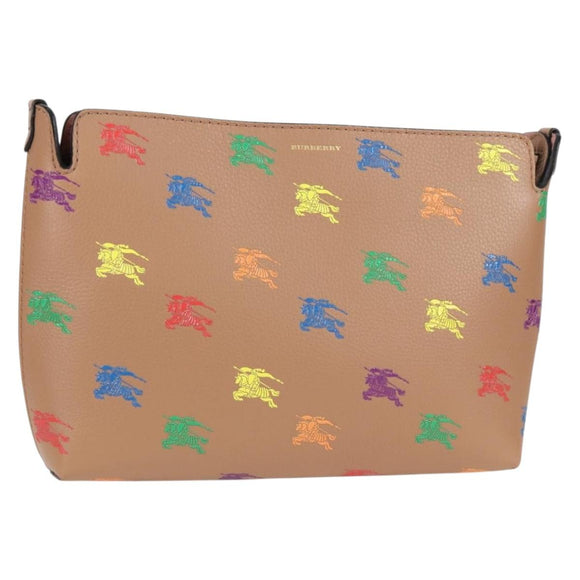 BURBERRY Clutch Bag Leather Brown Gold Auth 131784M