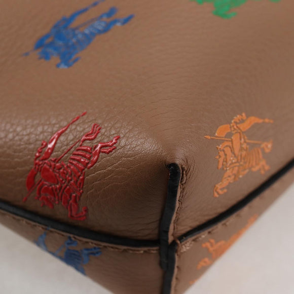 BURBERRY Clutch Bag Leather Brown Gold Auth 131784M