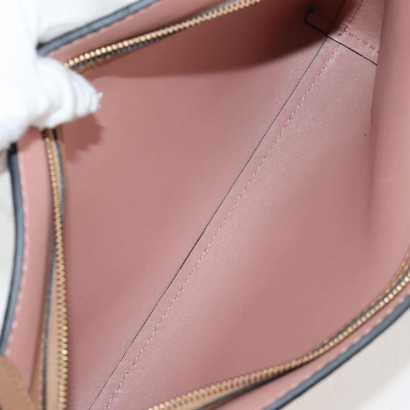 BURBERRY Clutch Bag Leather Brown Gold Auth 131784M