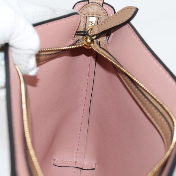 BURBERRY Clutch Bag Leather Brown Gold Auth 131784M