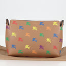 BURBERRY Clutch Bag Leather Brown Gold Auth 131784M-12