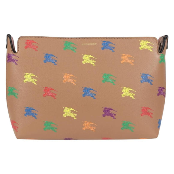 BURBERRY Clutch Bag Leather Brown Gold Auth 131784M