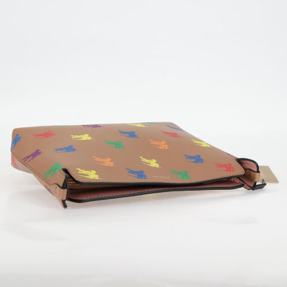 BURBERRY Clutch Bag Leather Brown Gold Auth 131784M