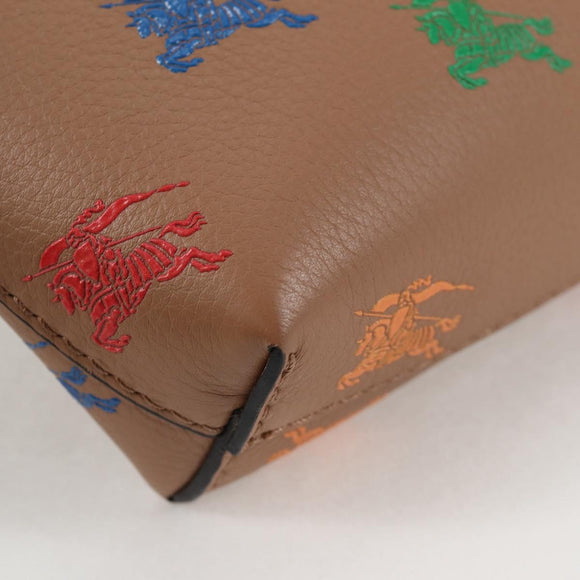 BURBERRY Clutch Bag Leather Brown Gold Auth 131784M