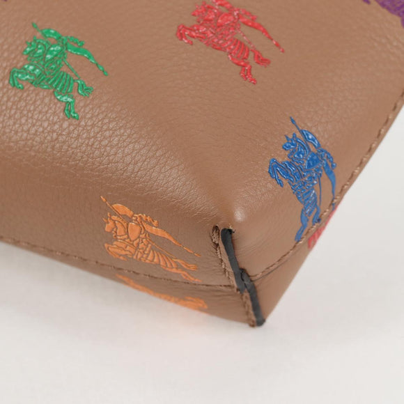 BURBERRY Clutch Bag Leather Brown Gold Auth 131784M