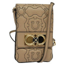 Salvatore Ferragamo Gancini Shoulder Bag Leather Beige Gold Auth 131785-1