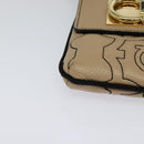 Salvatore Ferragamo Gancini Shoulder Bag Leather Beige Gold Auth 131785-9