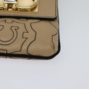 Salvatore Ferragamo Gancini Shoulder Bag Leather Beige Gold Auth 131785-14
